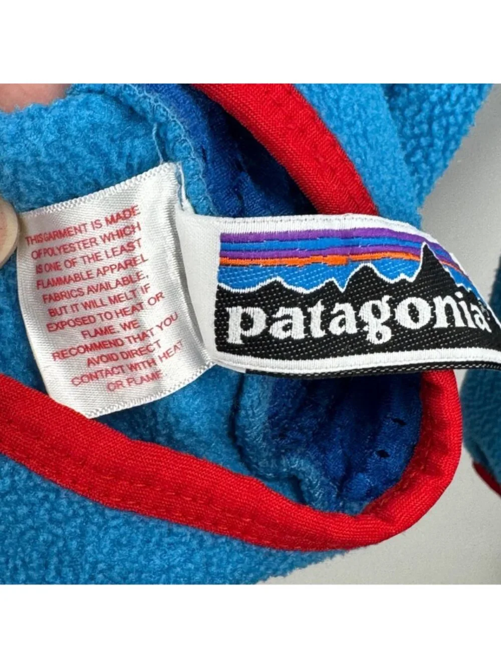 Patagonia Synchilla Boys Medium Blue Fleece Pullover Red Trim 1/4 Zip